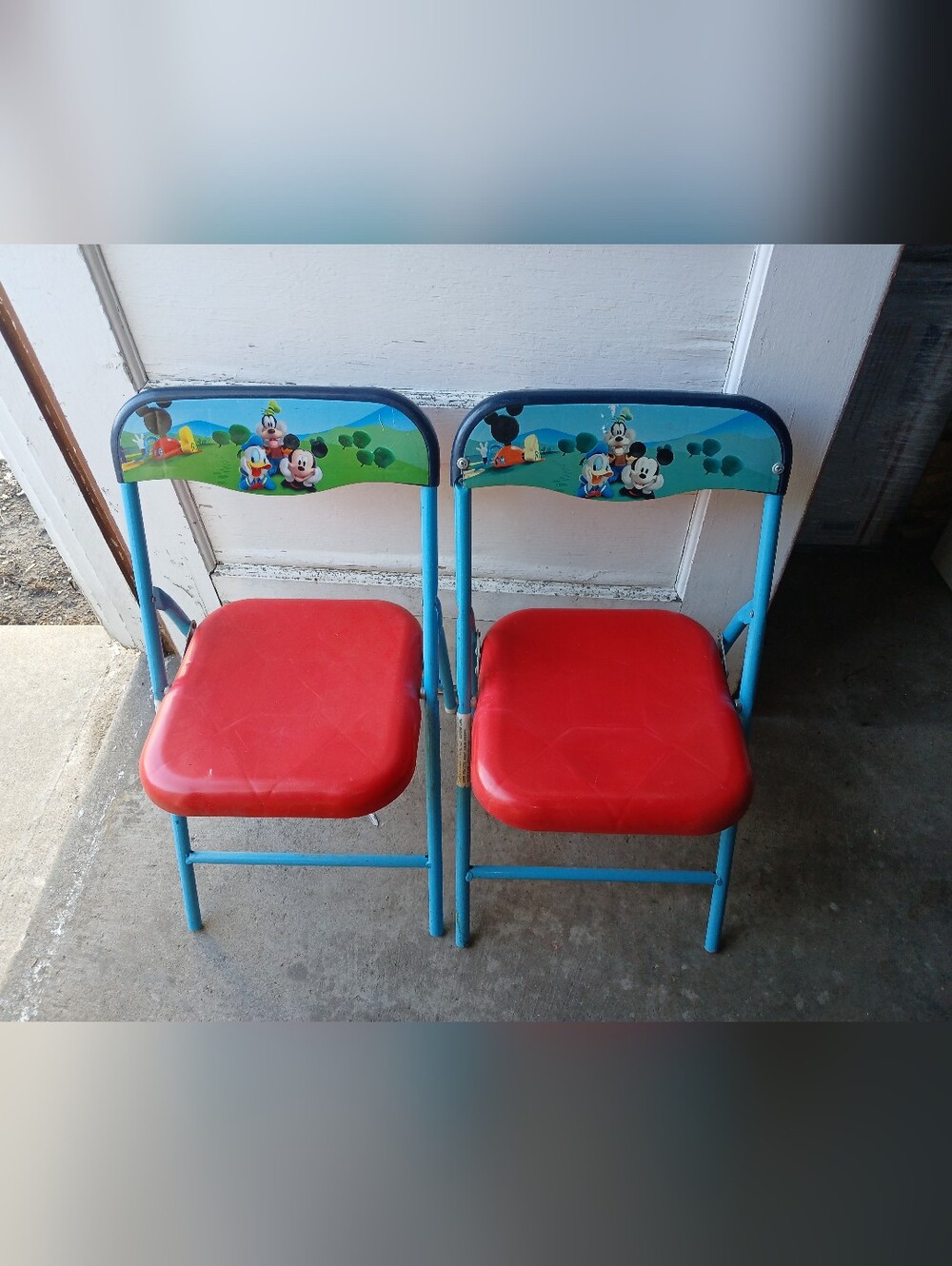 Disney Red and Blue Mickey Mouse Folding Kids Chairs - Pair